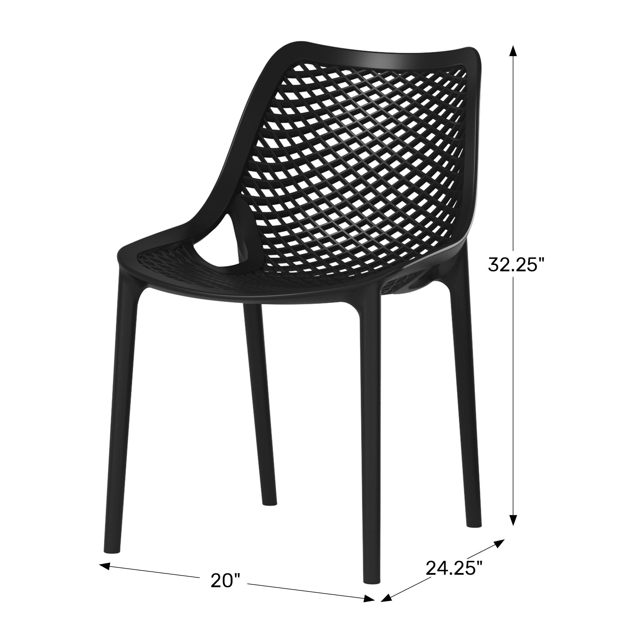 Outdoor Stackable Modern Plastic Dining Chairs (Set of 2)WWT Spec Image