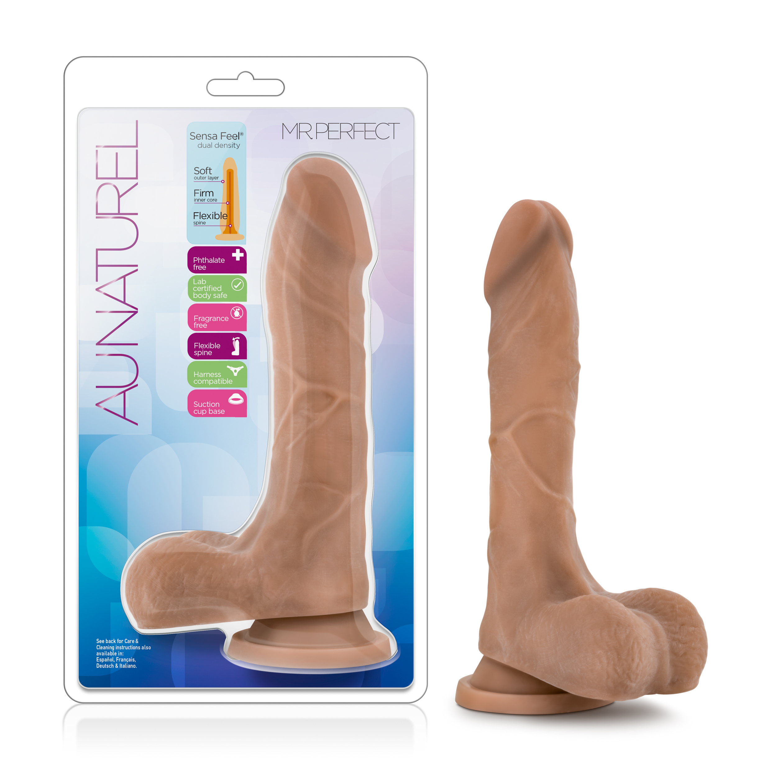 Blush Au Naturel Mister Perfect Realistic Mocha 8.5-Inch Long Dildo With Balls & Suction Cup Base