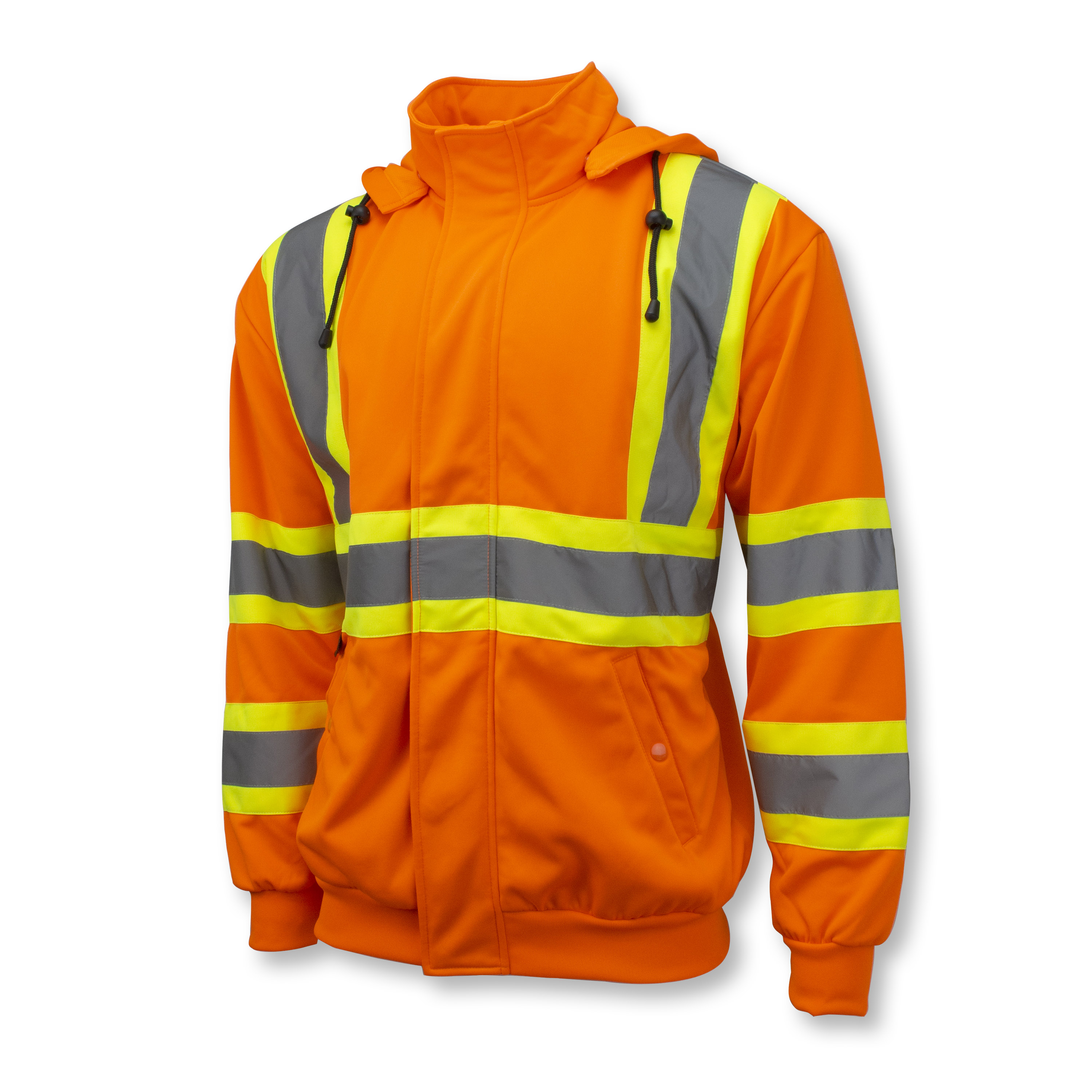 SW01X-2 High Neck Zip Front X-Back Hooded Sweatshirt - Hi Vis Orange - 5X