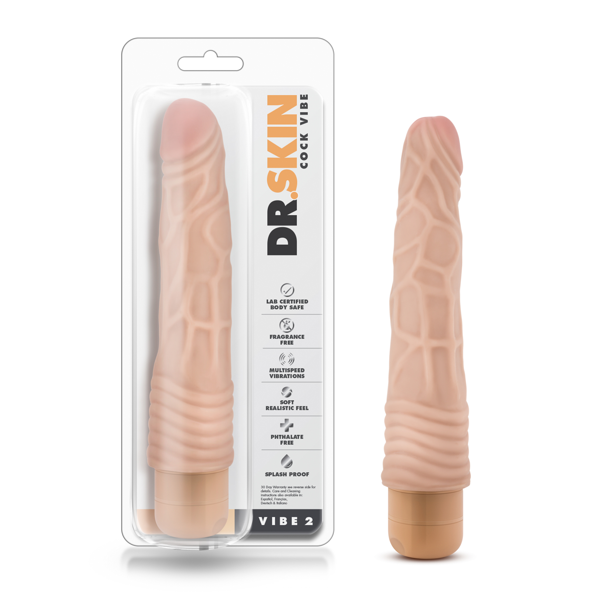 Blush Dr. Skin Cock Vibe 2 Realistic Beige 9-Inch Long Vibrating Dildo