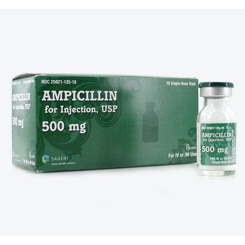 Ampicillin 500mg VL 10/Box