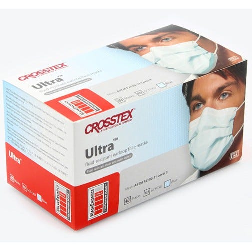 Ultra® Earloop Mask, Blue, Level 3, 40/Box