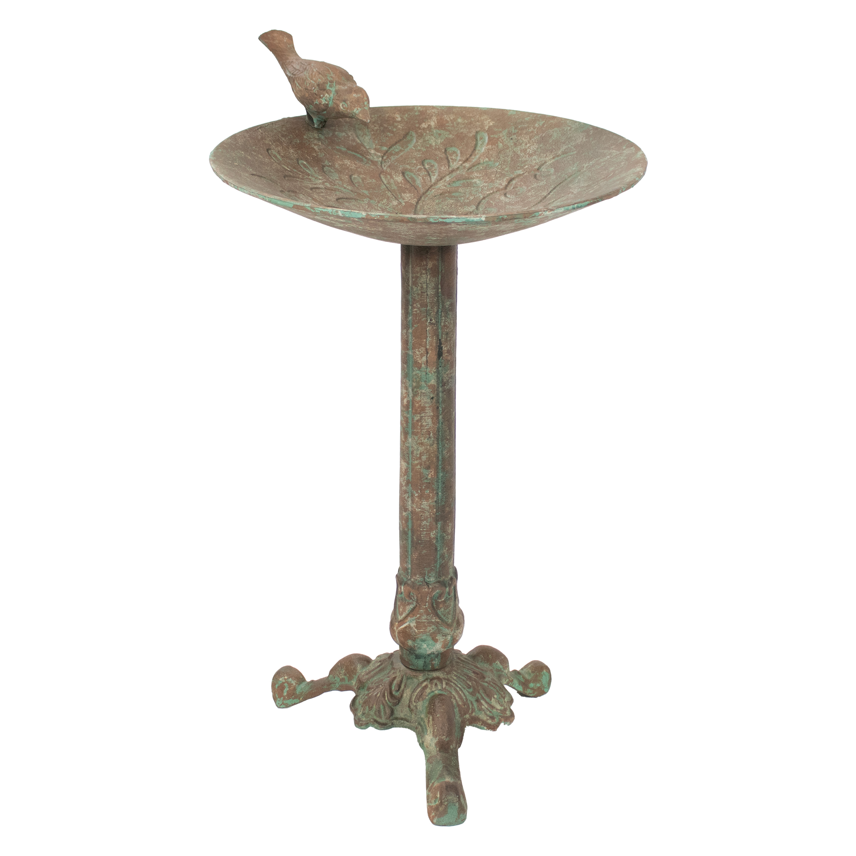 Ivy and Sage Cast Aluminum Bird Bath - Rustic Patina