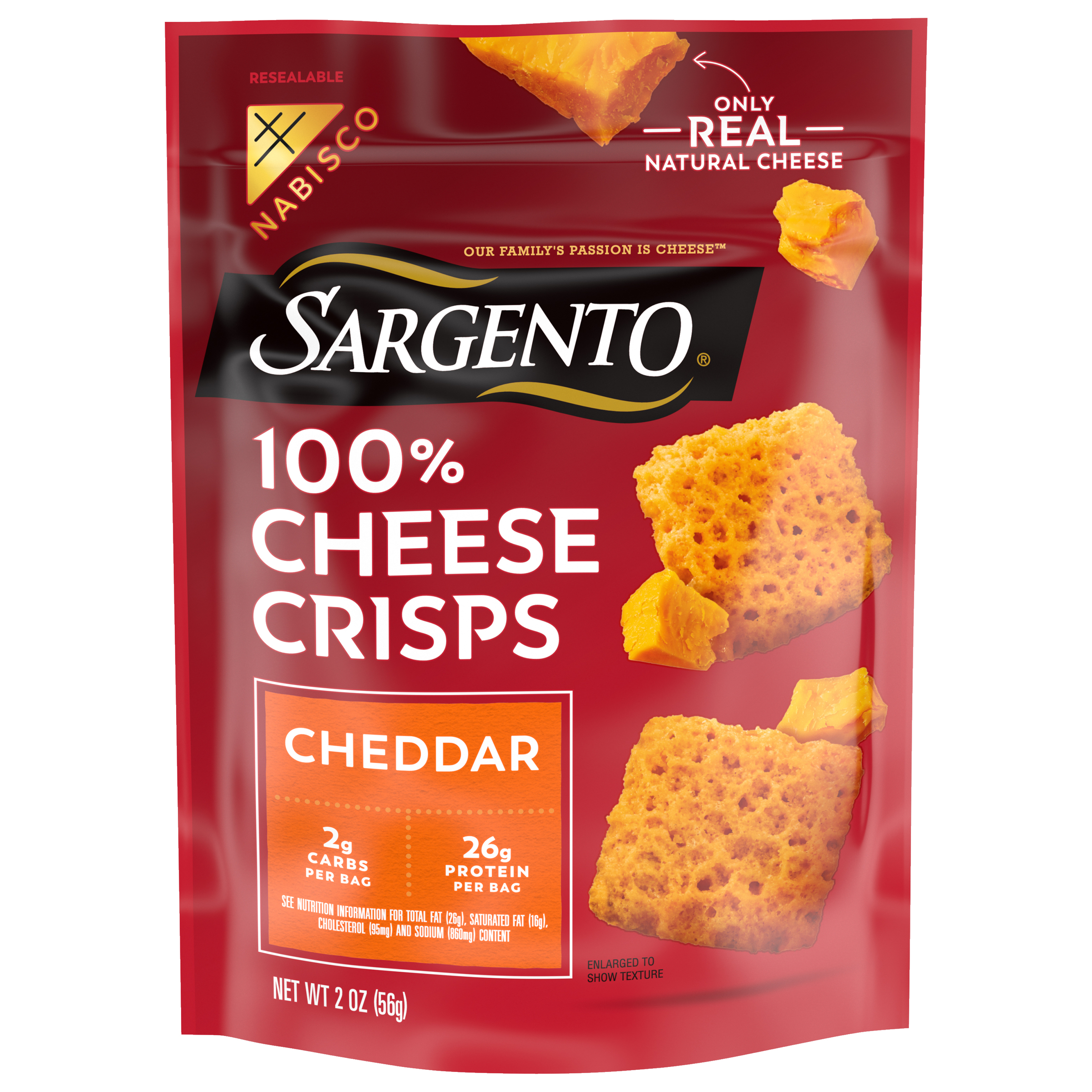 SARGENTO 100 % Cheese Crisps Cheddar Crackers 0.13 LB