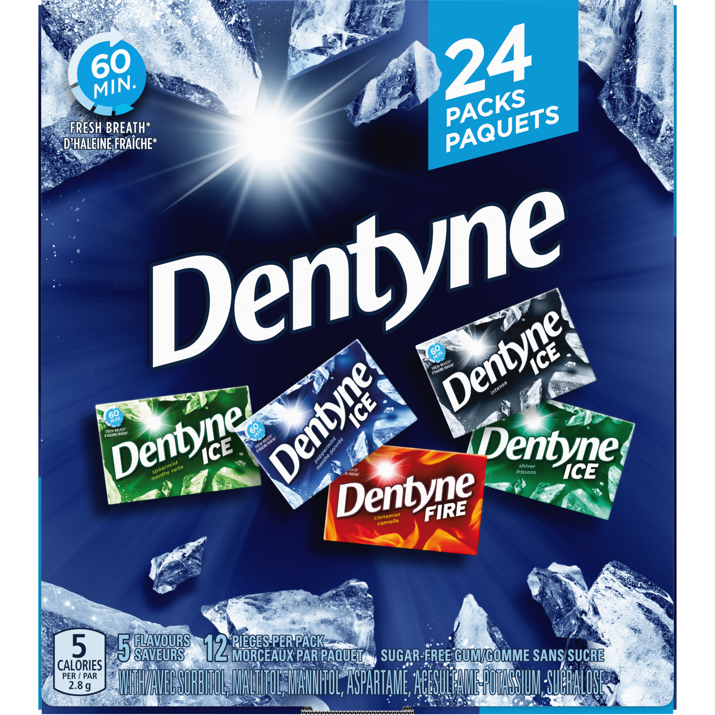 Dentyne Ice Assorted Sugar Free Gum, 24 pack (12 pieces per pack)-thumbnail-2