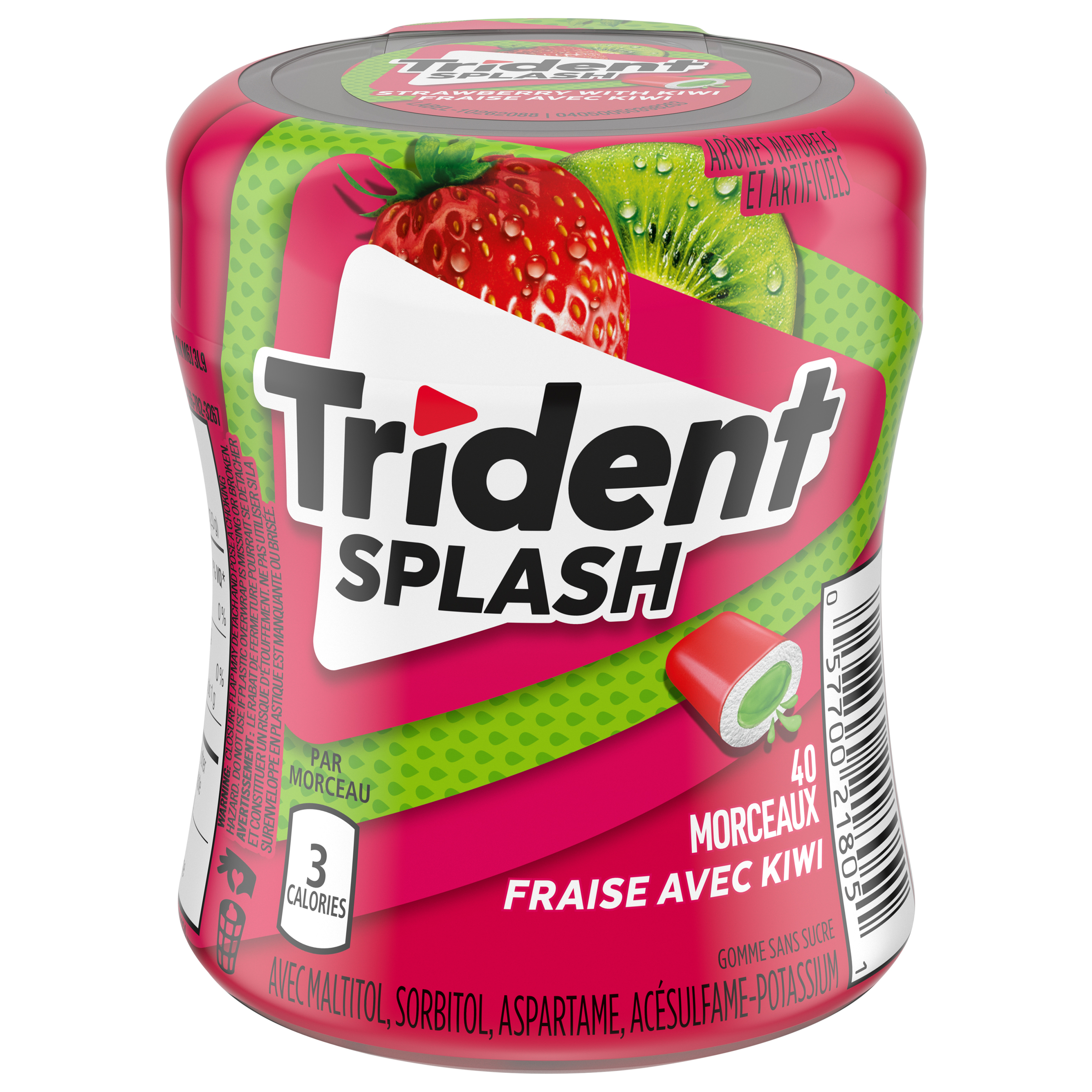 Trident Splash Sugar Free Gum, Strawberry with Lime Flavour, 1 Go-Cup (40 Pieces Total)