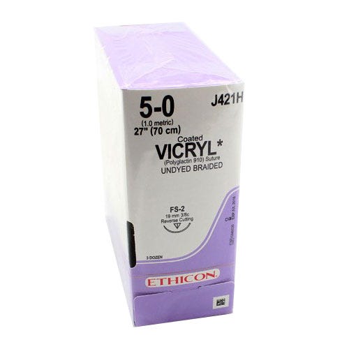 VICRYL® Undyed Braided & Coated Suture, 5-0, FS-2, Reverse Cutting, 27" - 36/Box