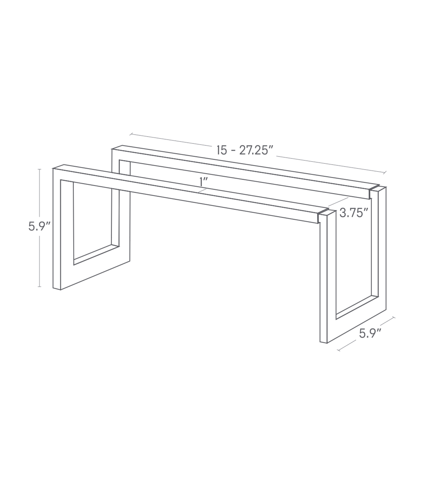 Dimension image for Expandable Shoe Rack - Two Sizes on a white background including dimensions  L 5.91 x W 14.96 x H 5.91 inches