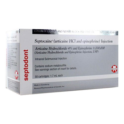 Septocaine® 4% 1:200,000 1.7ml Cartridge - 50/Box