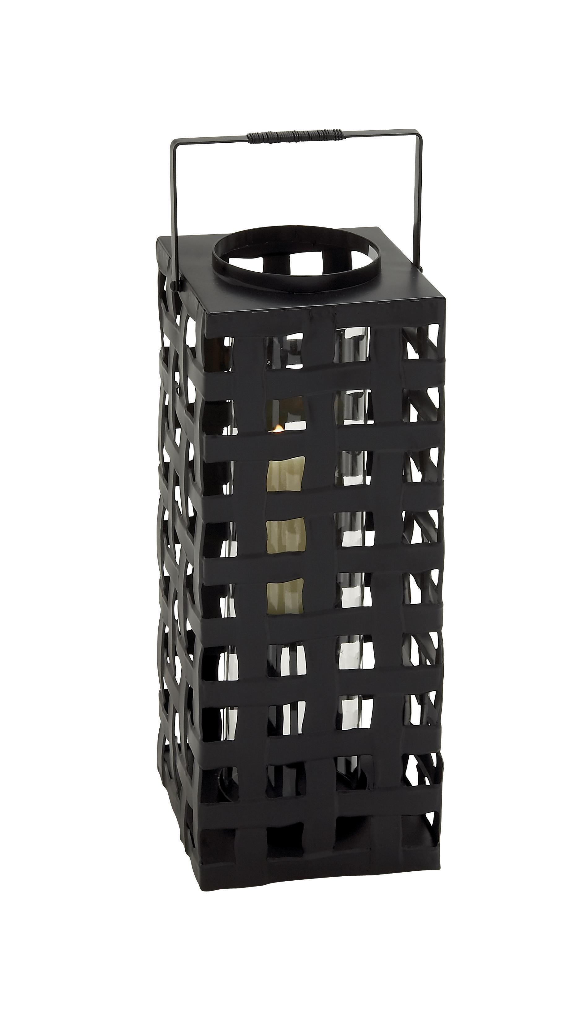 Black Metal  Decorative Indoor Outdoor Candle Lantern, 8" x 8" x 26"