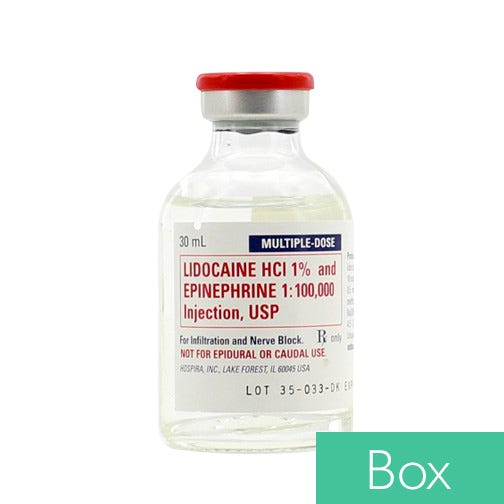 Lidocaine HCl 1% w/Epinephrine 1:100,000 30ml Multiple Dose Vial - 25/Box