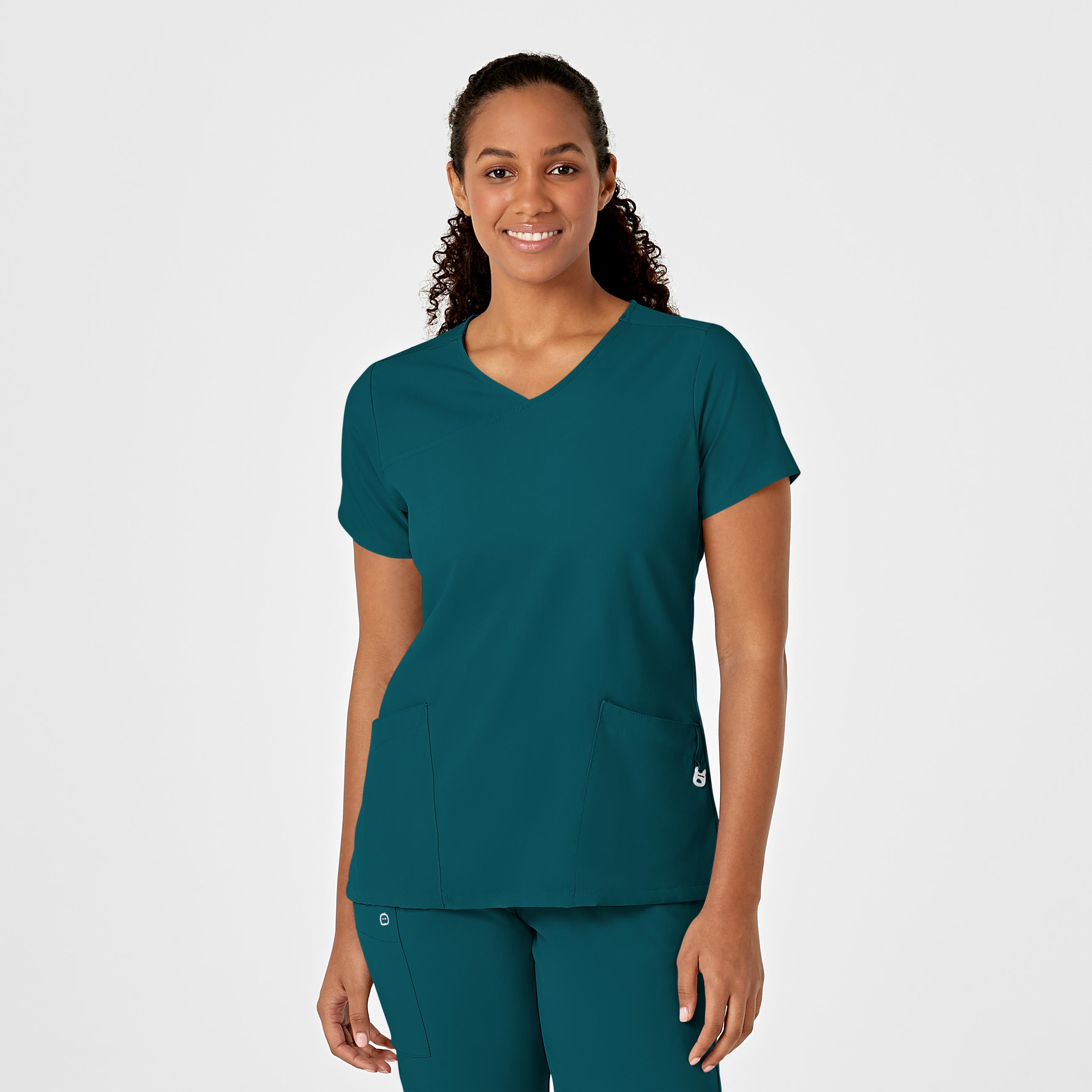 W123 Wink 6755 Women&#8216;s Y-Neck Mock Wrap Medical Uniform Top with 4 Way Stretch and Back Vents WSL-Wonder Wink