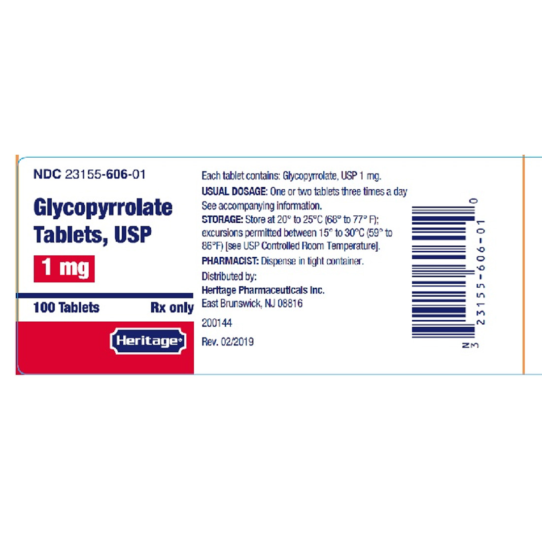 Glycopyrrolate 1mg Tablets - 100/Bottle