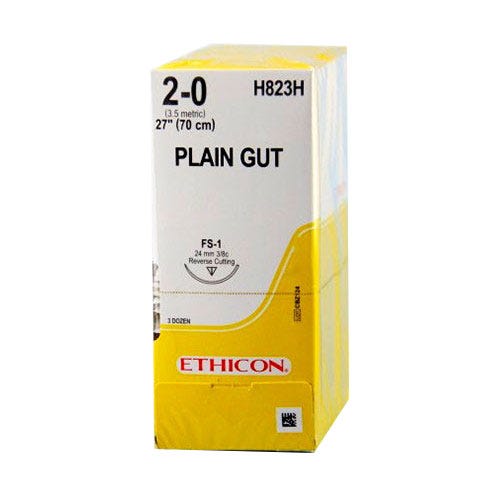 Plain Gut Suture, 2-0, FS-1, Reverse Cutting, 27" - 36/Box