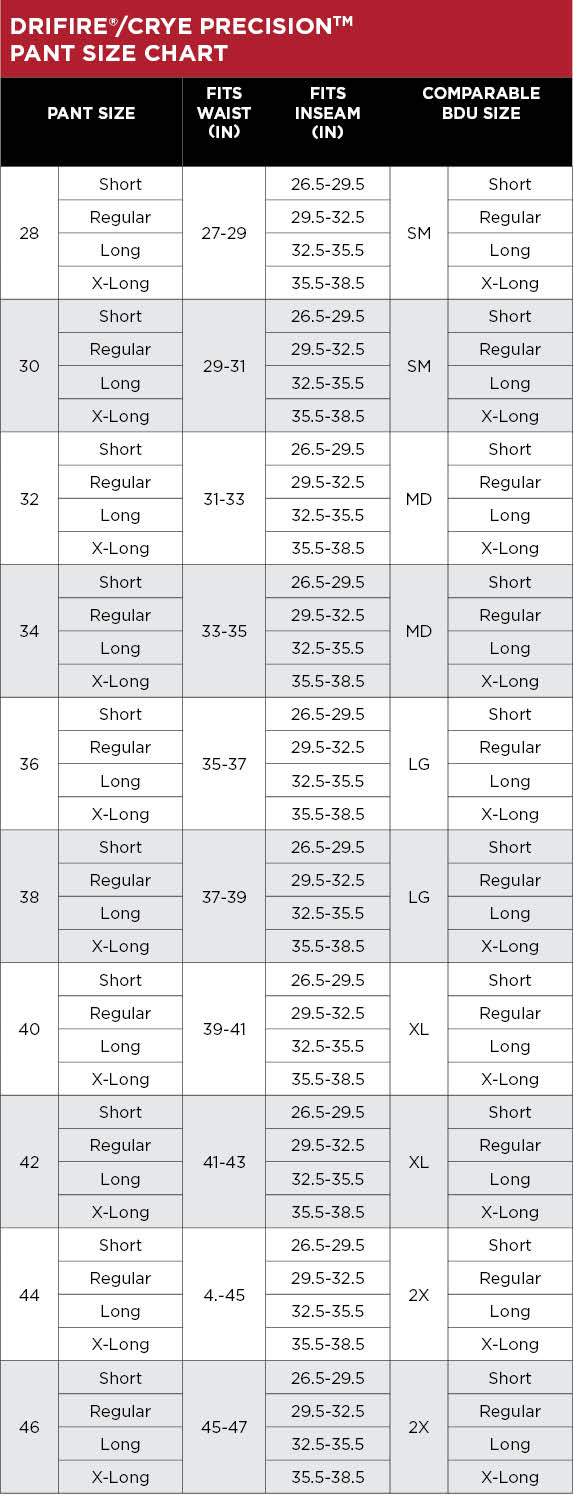 Sizing Chart