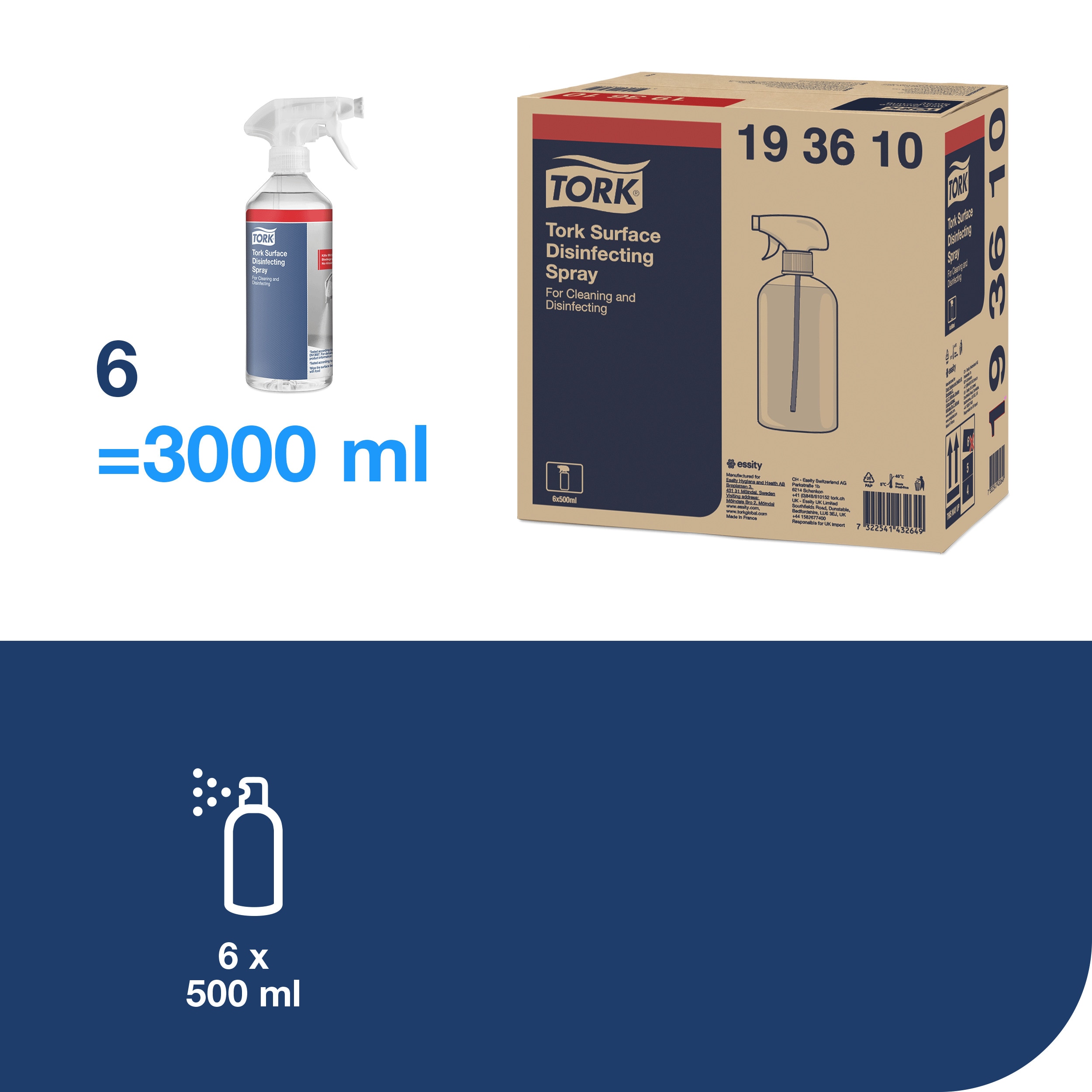 Overfladedesinfektion, Spray, 500 ml, Tork
