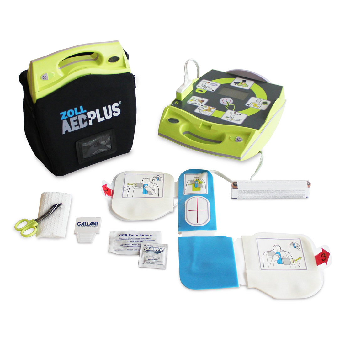 ZOLL AED Plus Automated External Defibrillator COMPLETE WITH BATTERIES, ADULT CPR PADZ AND CARRYING CASE