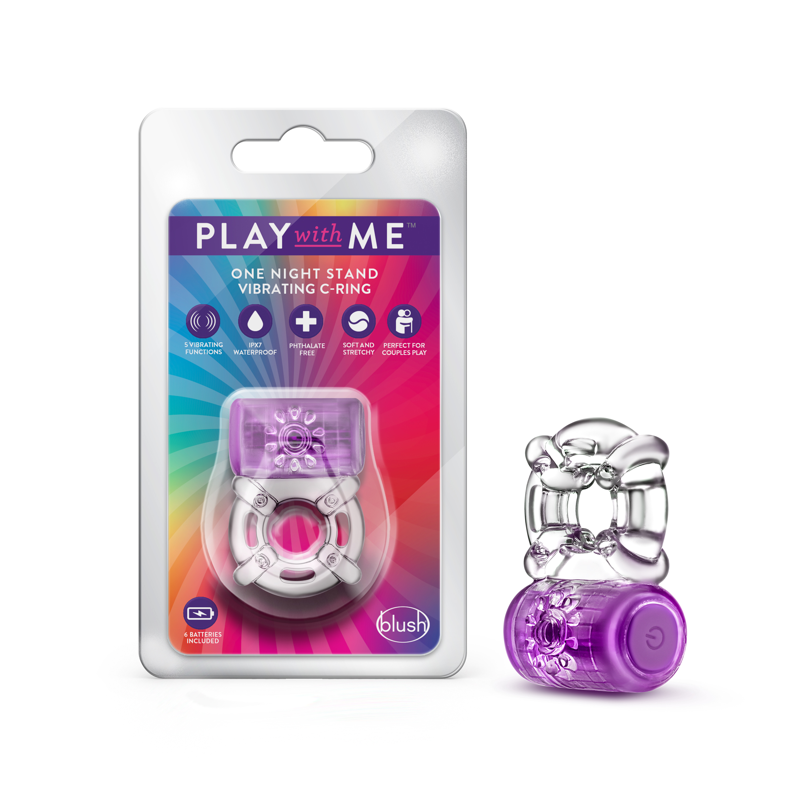 Blush Play With Me? / One Night Stand: Purple Vibrating Penis Ring