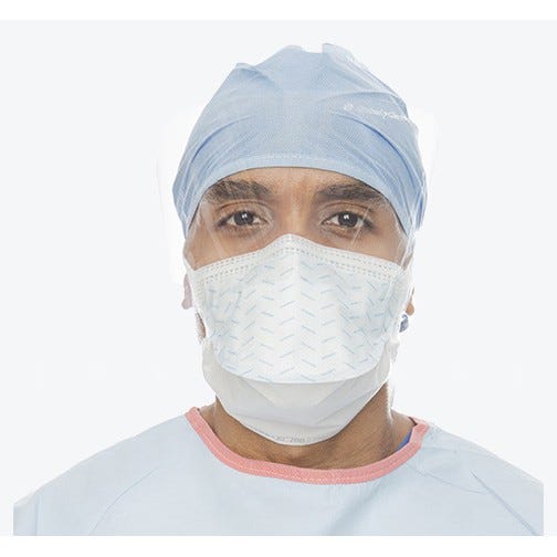 Surgical Mask Expanded Chamber L2 wTies High Clarity Wraparound Visor- 25/Box