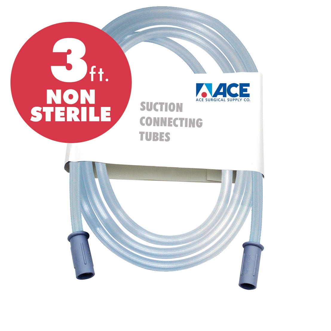 ACE Suction Connection Tubing NS - Clear with Blue Tint , 3' long , 1/4" I.D. - 50/Case
