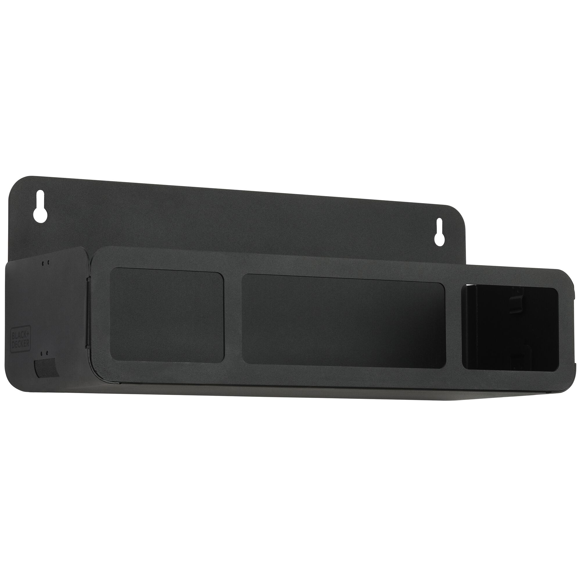 Front Facing view of the BLACK+DECKER Hanging Shelf in Black