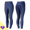 Horze Womens Active Silicone Full Seat Breeches - Coastal Fjord Blue/Patriot Blue