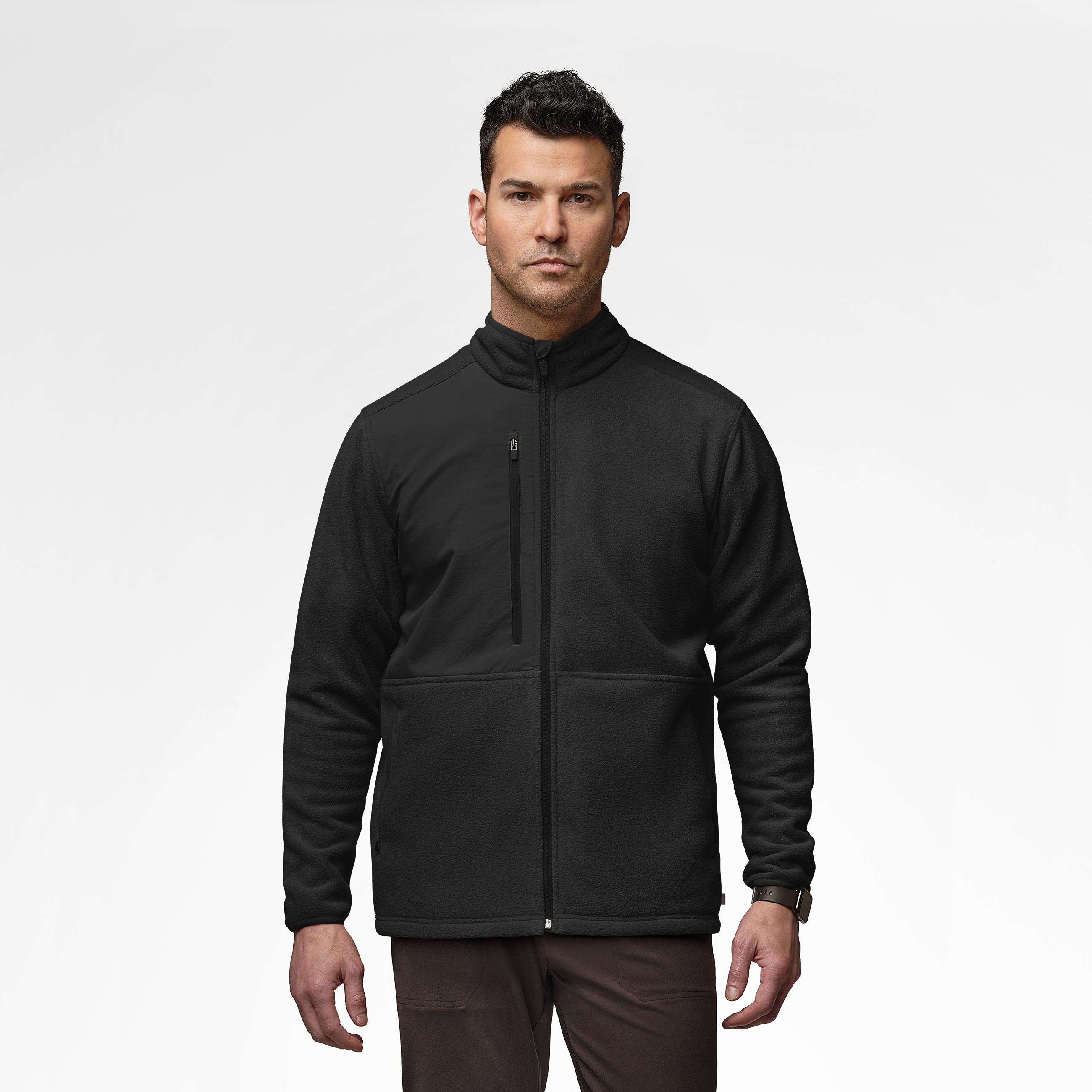 WonderWink Slate Men&#8216;s Micro Fleece Zip Jacket-WonderWink