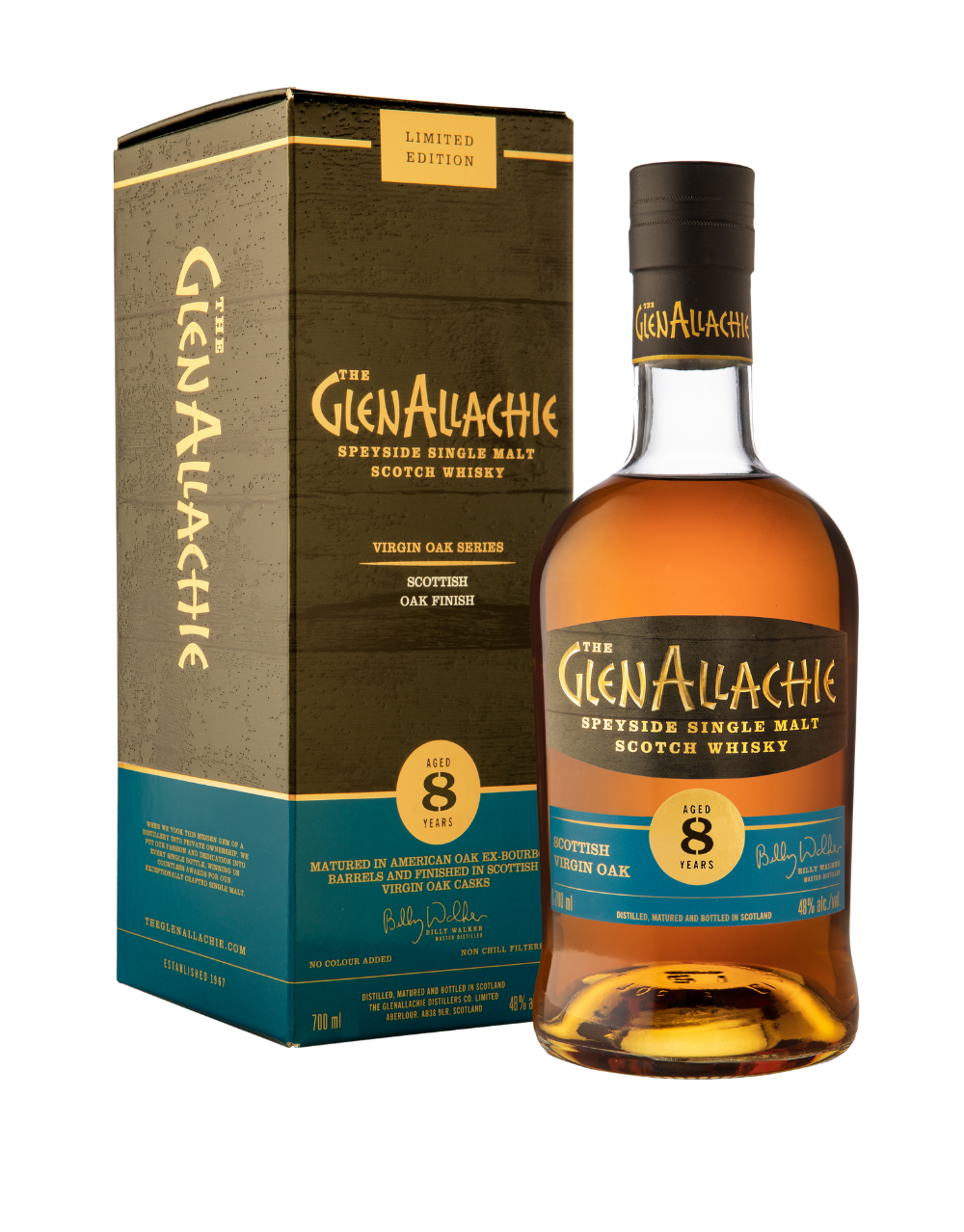 GLENALLACHIE 8 YEAR OLD SCOTTISH VIRGIN OAK SCOTCH WHISKY