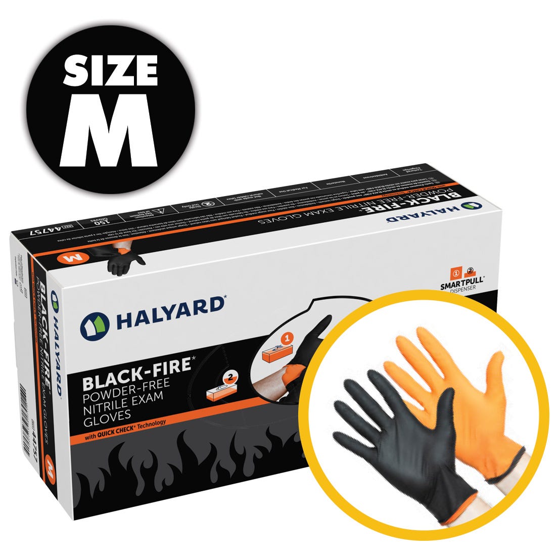 Black Fire Nitrile Exam Gloves- Medium- 150/Box
