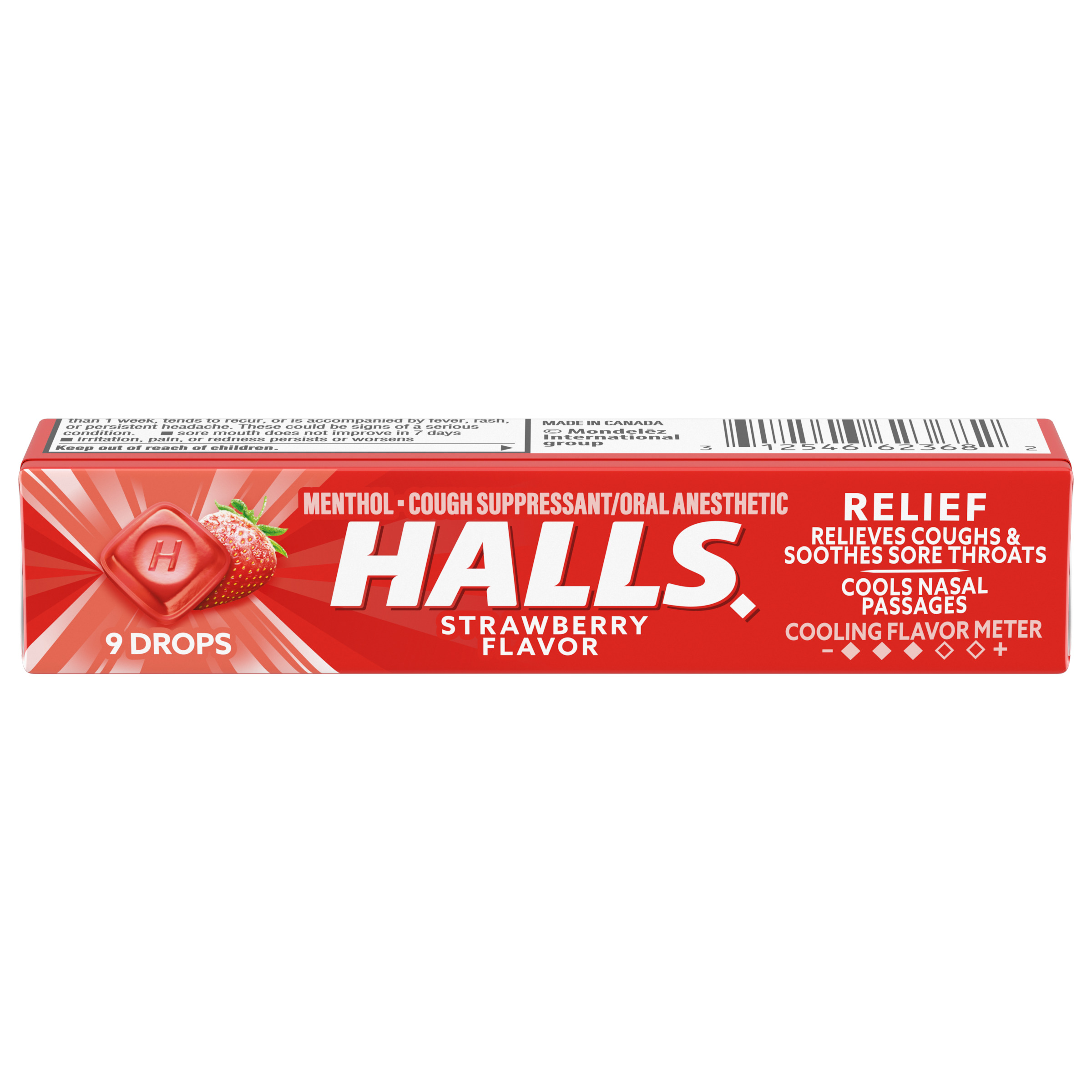 HALLS Strawberry Cough Drops Stick 9PCS 25x20
