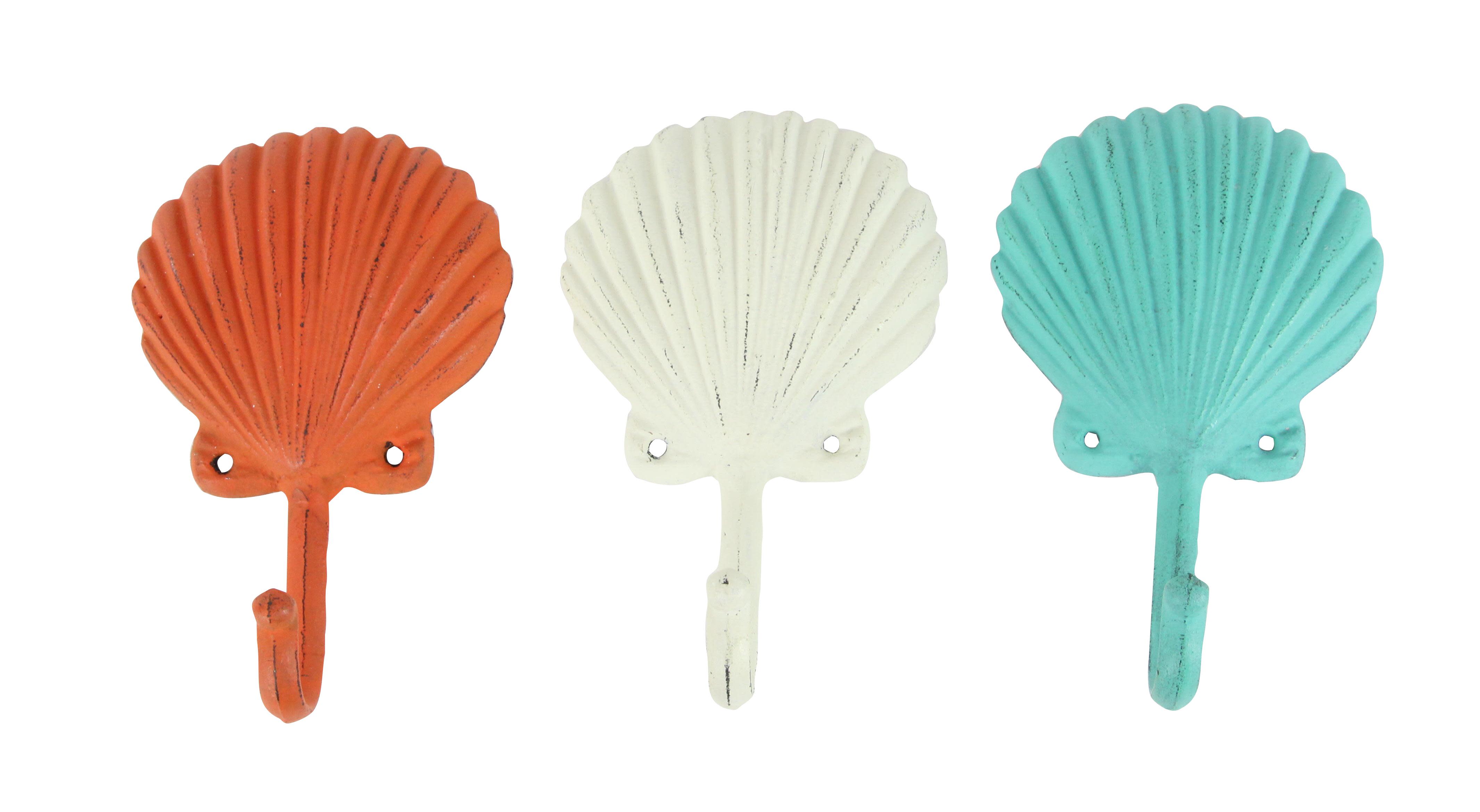 Multi Colored Metal  Wall Hook, 3 Assorted 5"W, 7"H