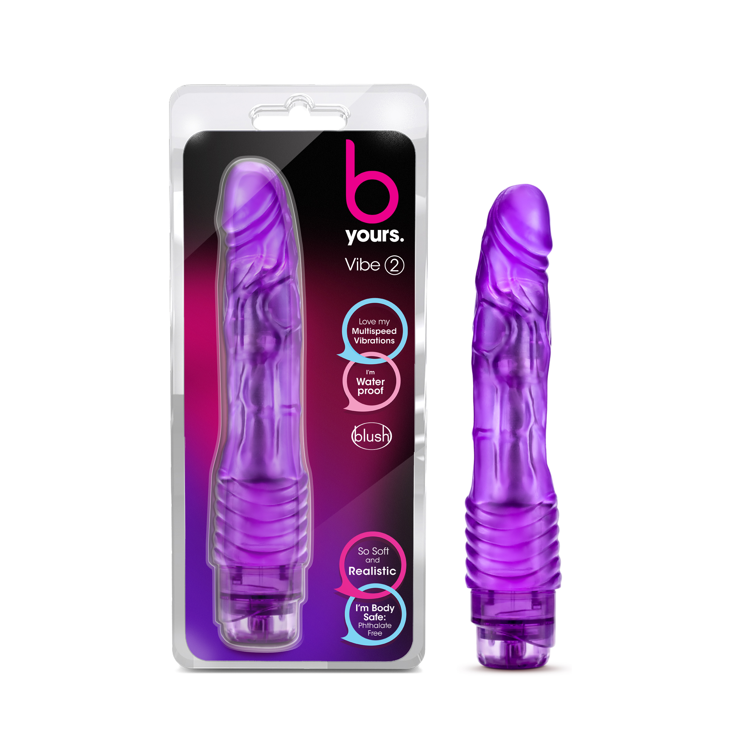 Blush B Yours Vibe #2 Realistic Purple 9-Inch Long Vibrating Dildo