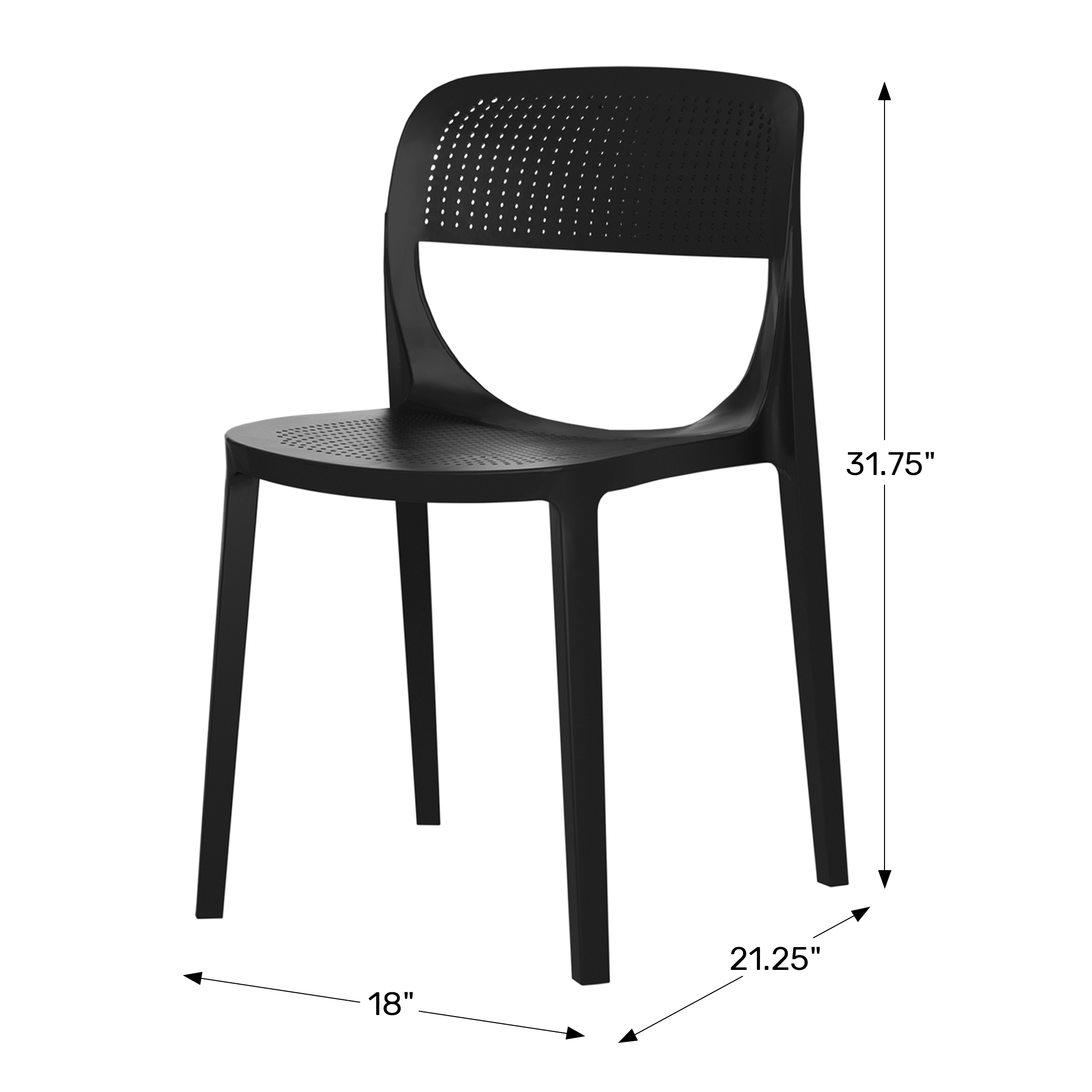 Modern Stackable Plastic Resin Patio Dining Side Chair (Set of 2) WWT Spec Image