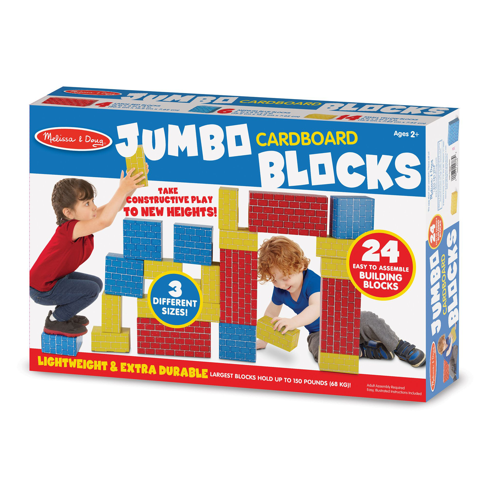 Melissa & Doug Jumbo Cardboard Blocks, 24-Piece Set