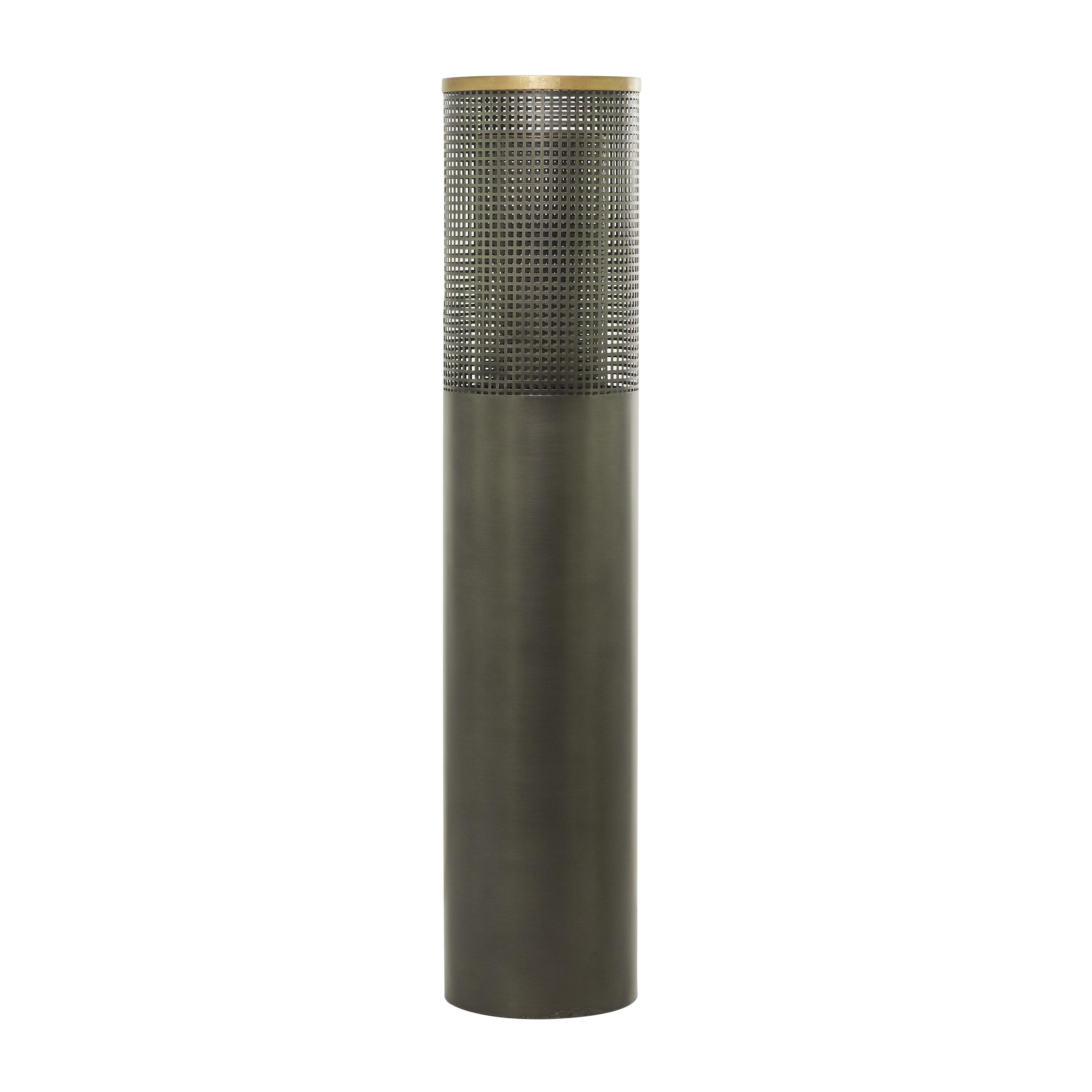 Bronze Metal Geometric Decorative Indoor Outdoor Candle Lantern, 10" x 10" x 48"
