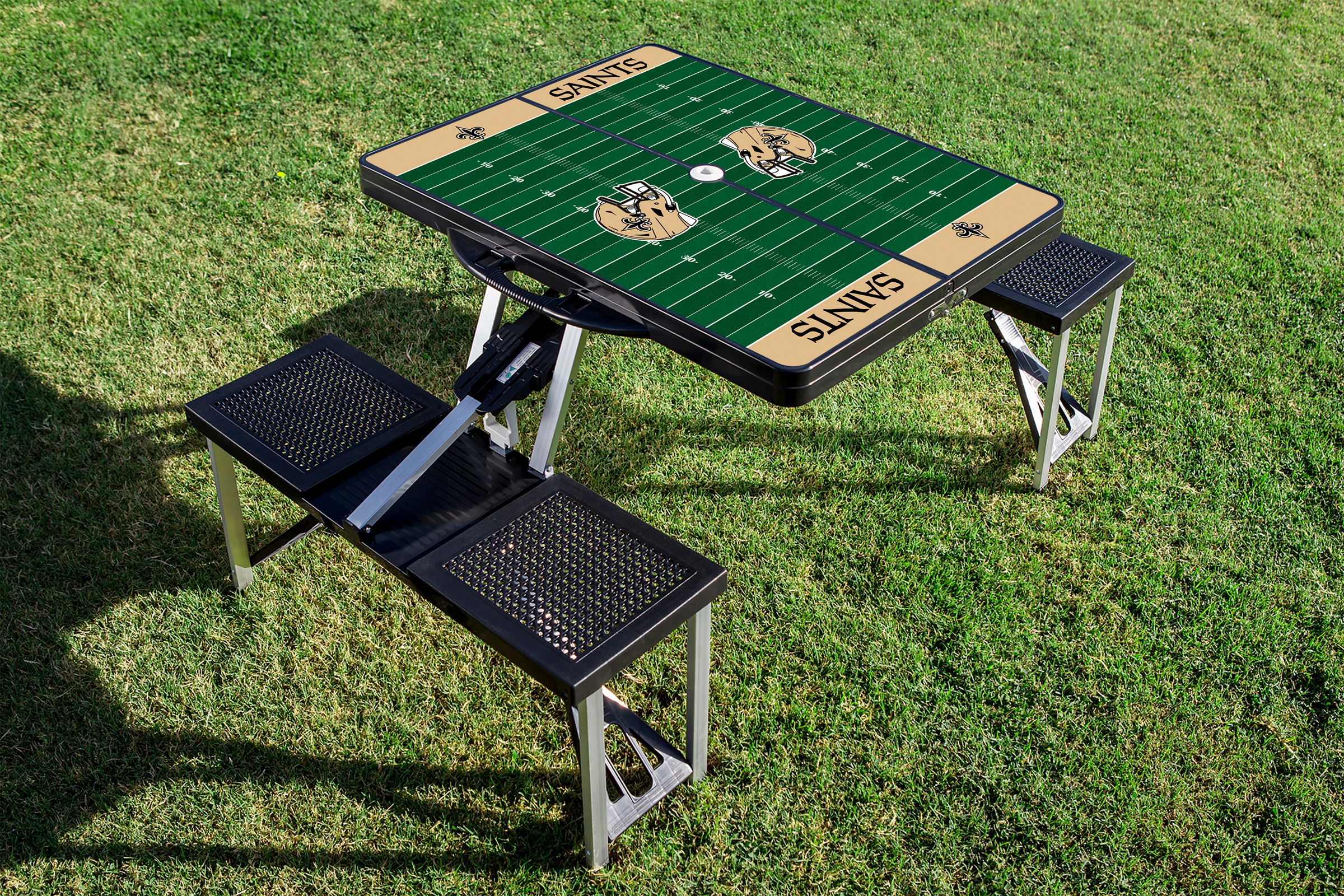New Orleans Saints Football Field - Picnic Table Portable Folding Table with Seats