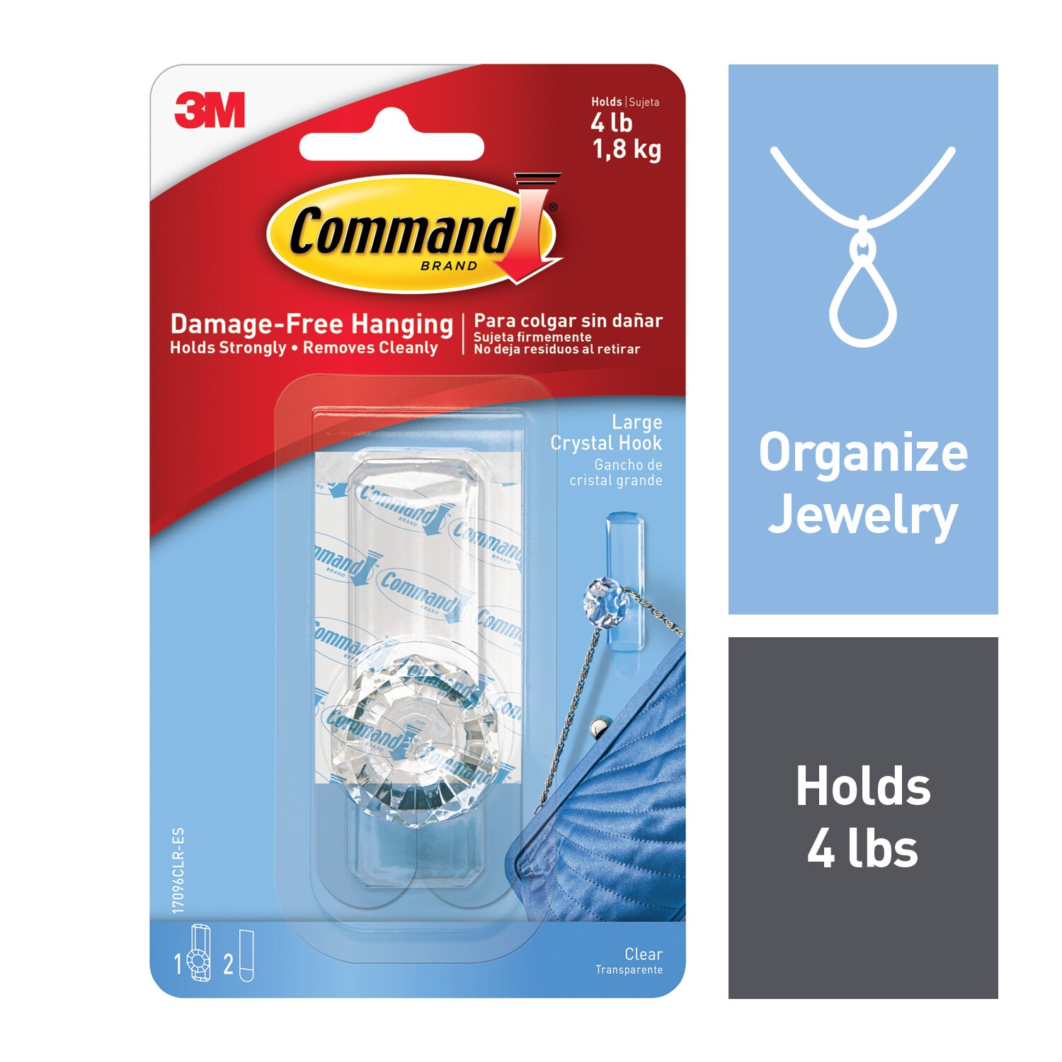 SKU 7100095692 | Command™ Clear Large Crystal Hook 17096CLR-ES