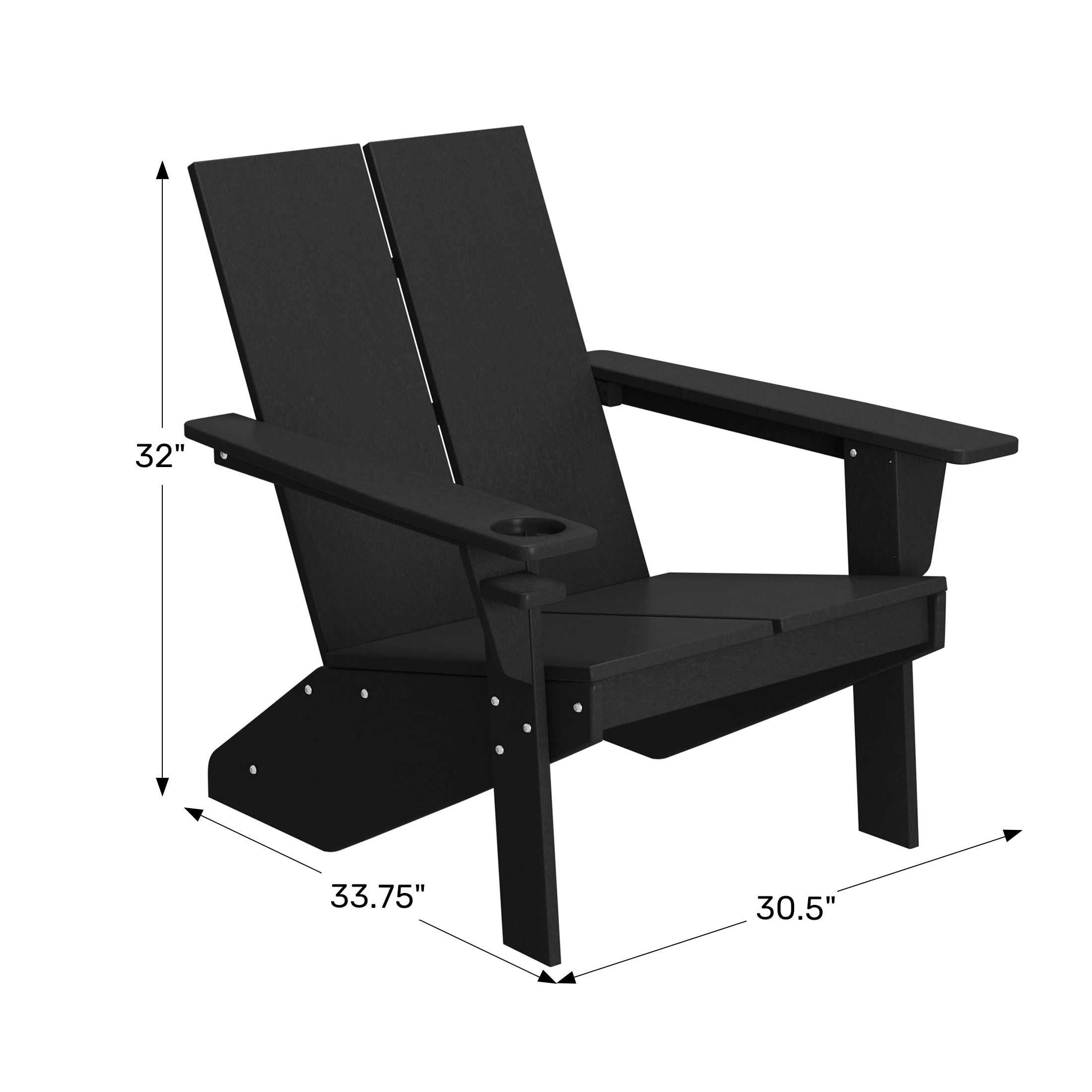 Outdoor HDPE Modern Adirondack Chair with Cup HolderWWT Spec Image