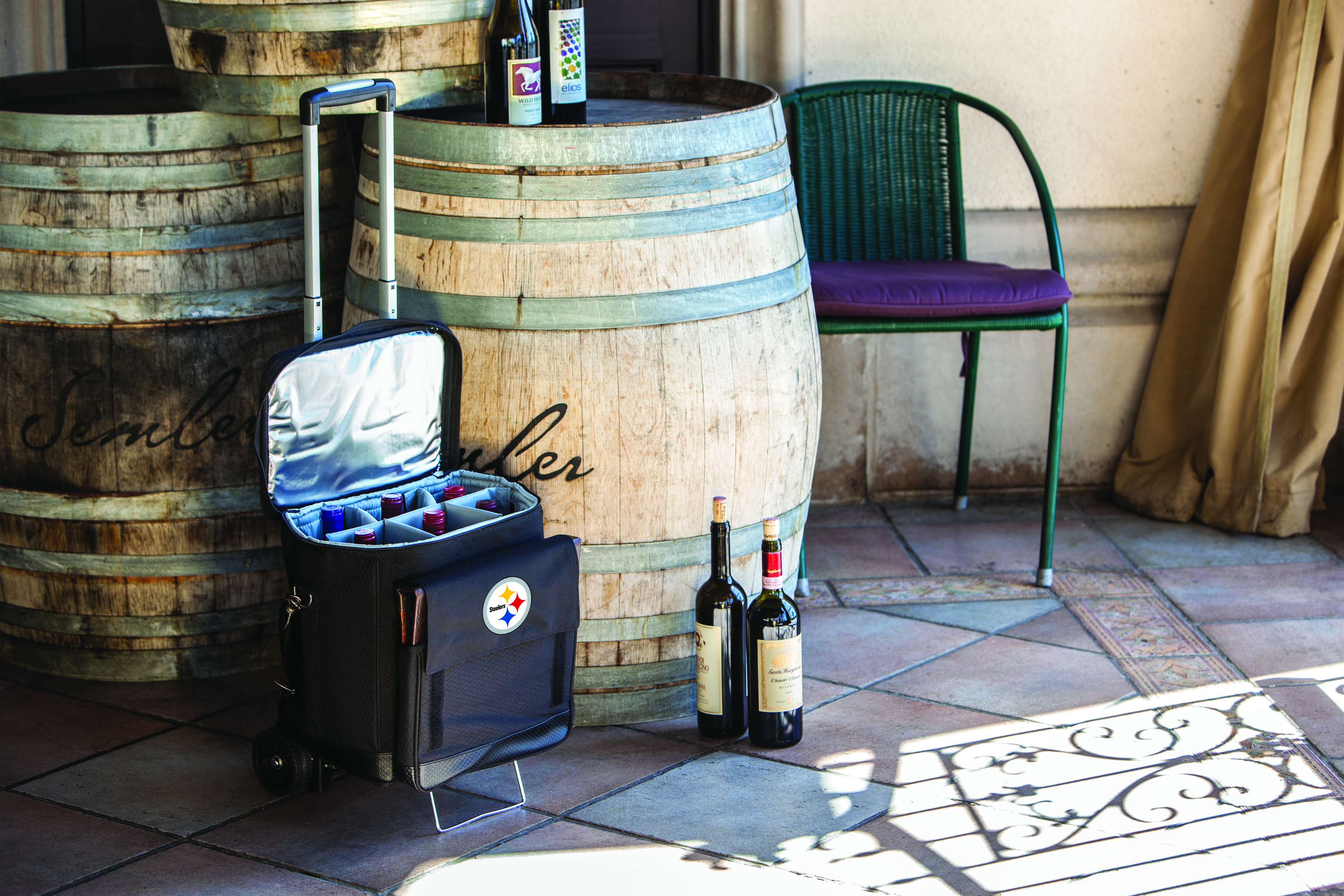 Pittsburgh Steelers - Cellar 6-Bottle Wine Carrier & Cooler Tote with Trolley