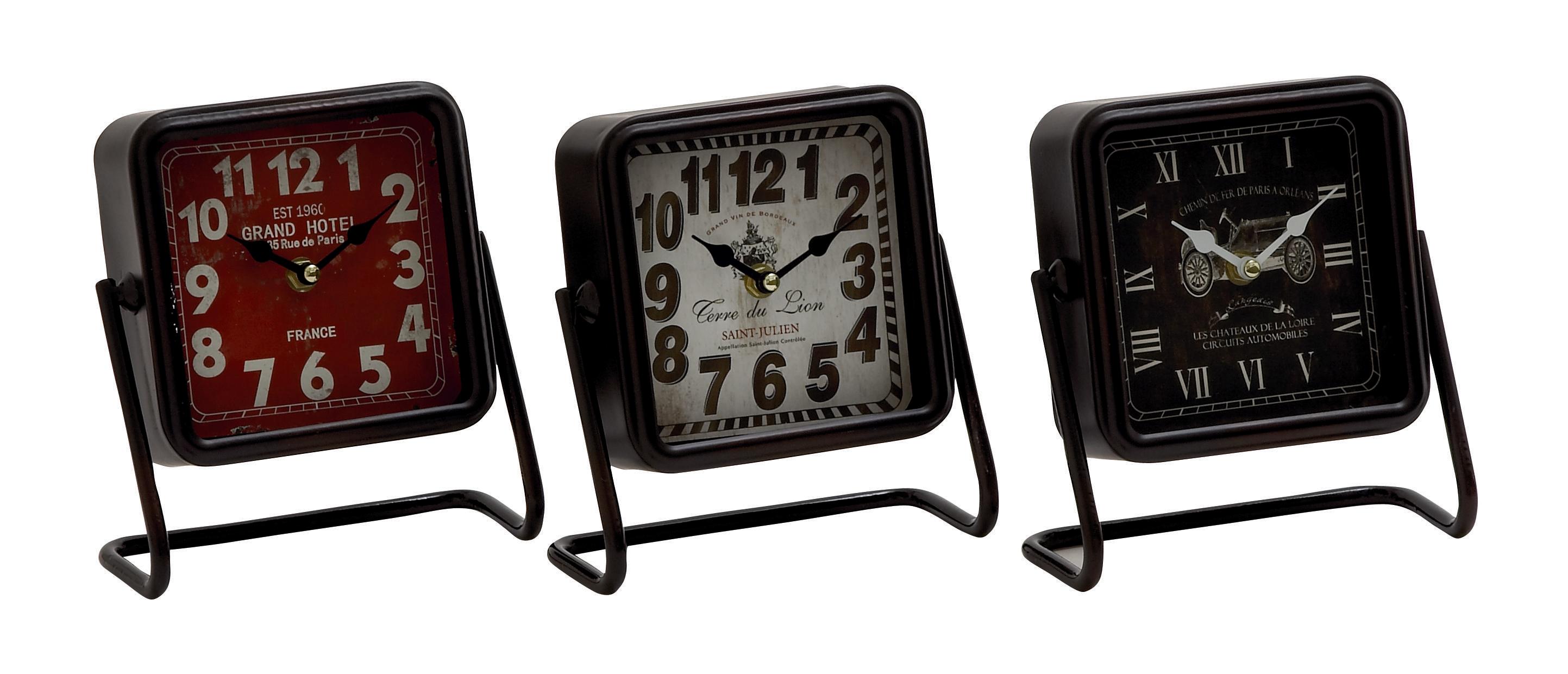 Black Metal  Clock, 3 Assorted 7\"W, 7\"H