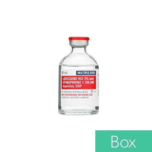 Lidocaine HCl 2% w/ Epinephrine 1:100,000 50ml Multiple Dose Vial