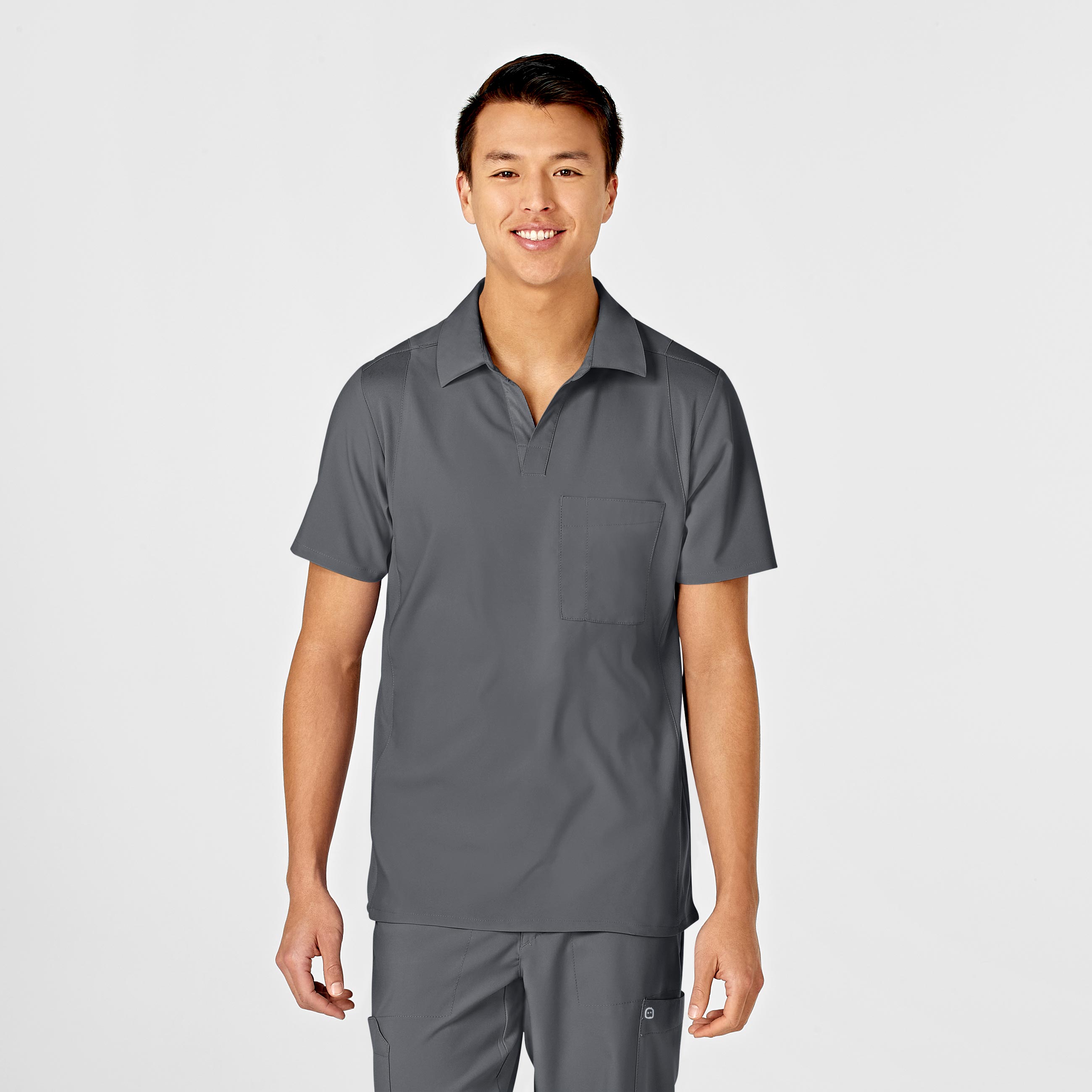 W123 Men&#8216;s Collar Scrub Top-Wonder Wink