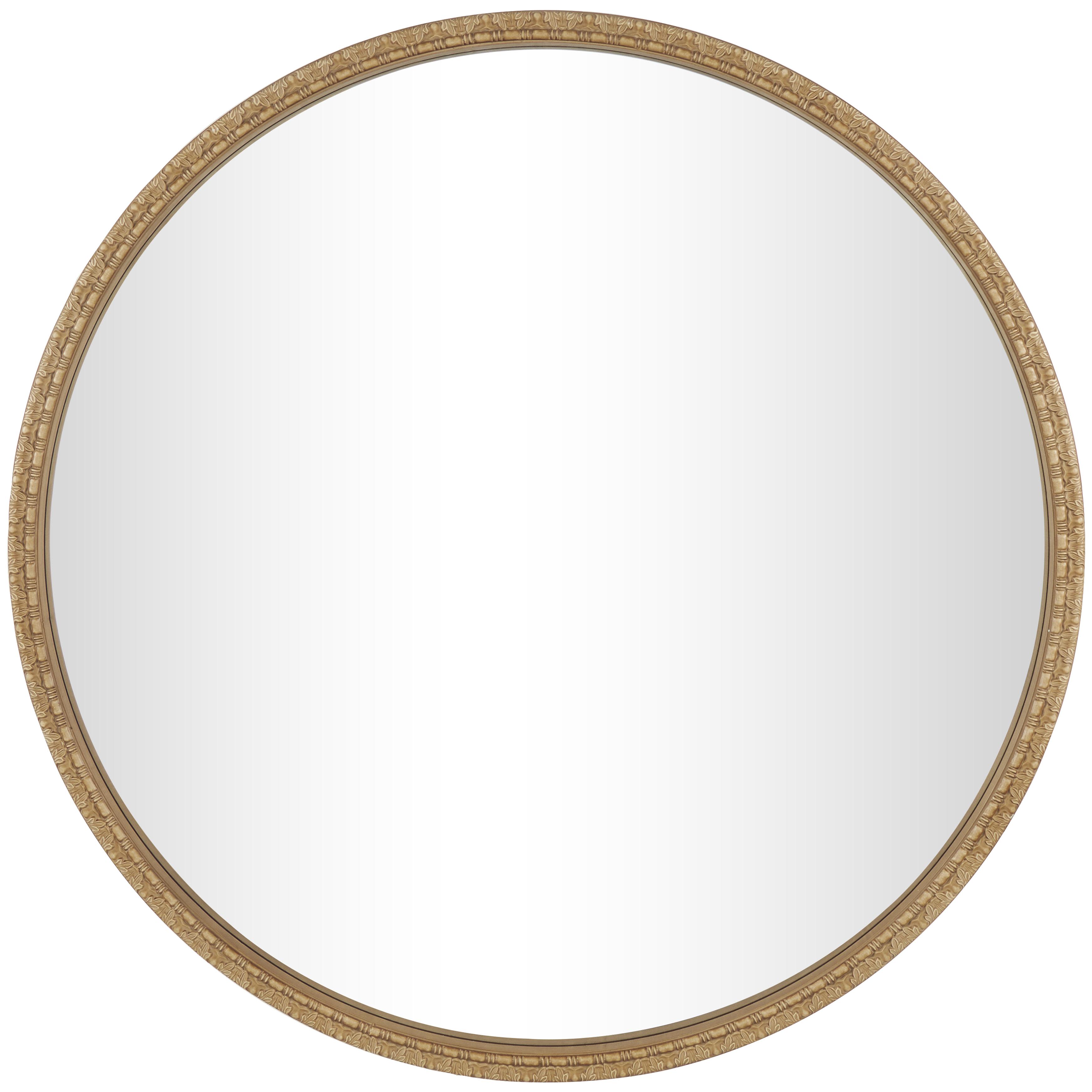 Brown Wooden Leaf Carved Room Wall Mirror, 47" x 2" x 47"