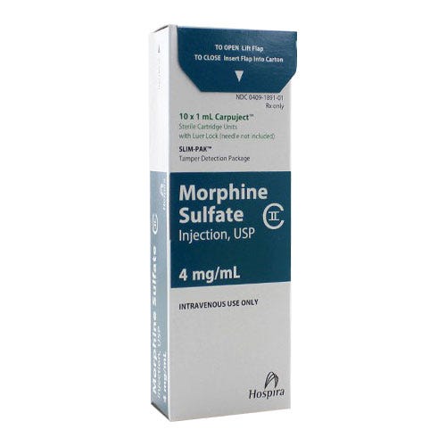 Morphine Sulfate 4mg/ml Carpuject™ Luer Lock Syringe, - 10/Box