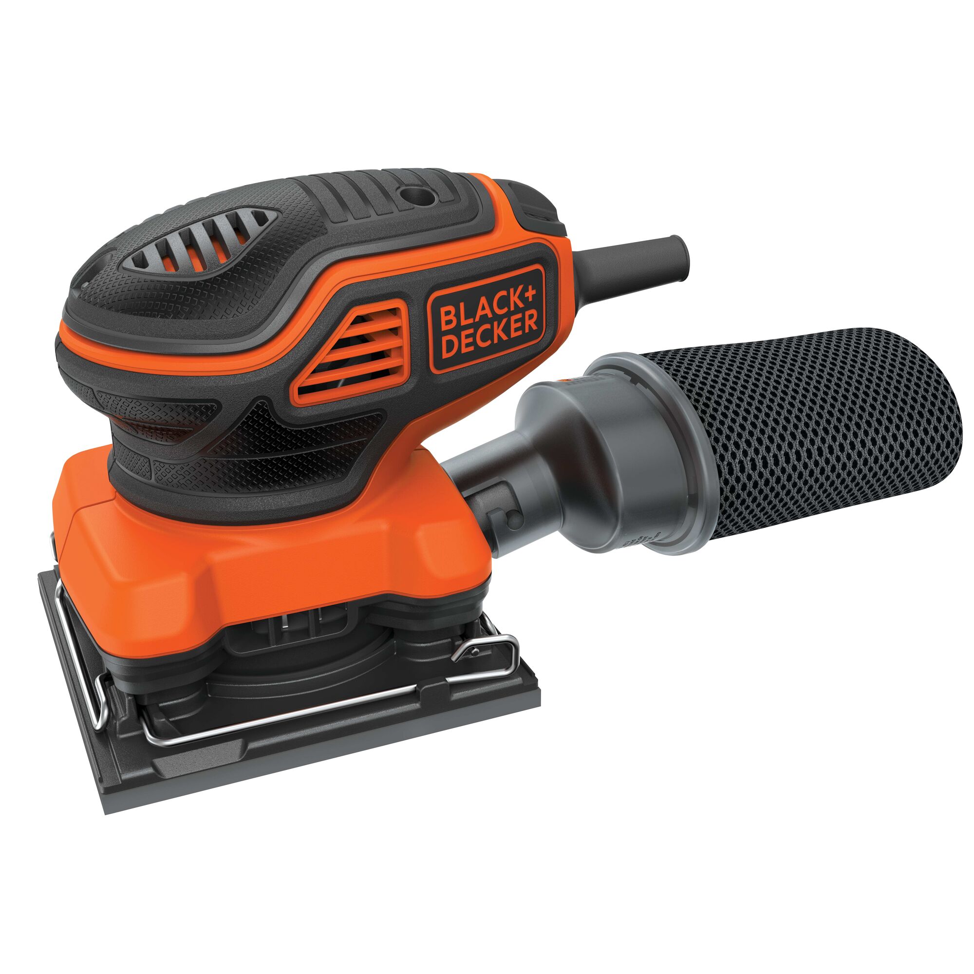 Profile of 1 and a quarter sheet orbital sander with paddle switch actuation.