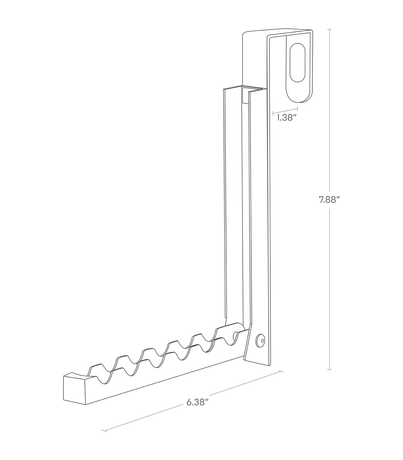 Dimension Image for Over The Door Hook on a white background showing height of 7.88