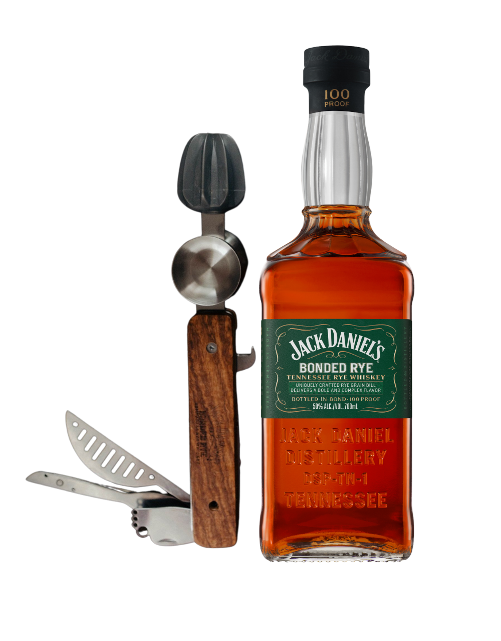 JACK DANIEL'S BONDED RYE WHISKEY WITH MULTI-USE BARTENDER TOOL