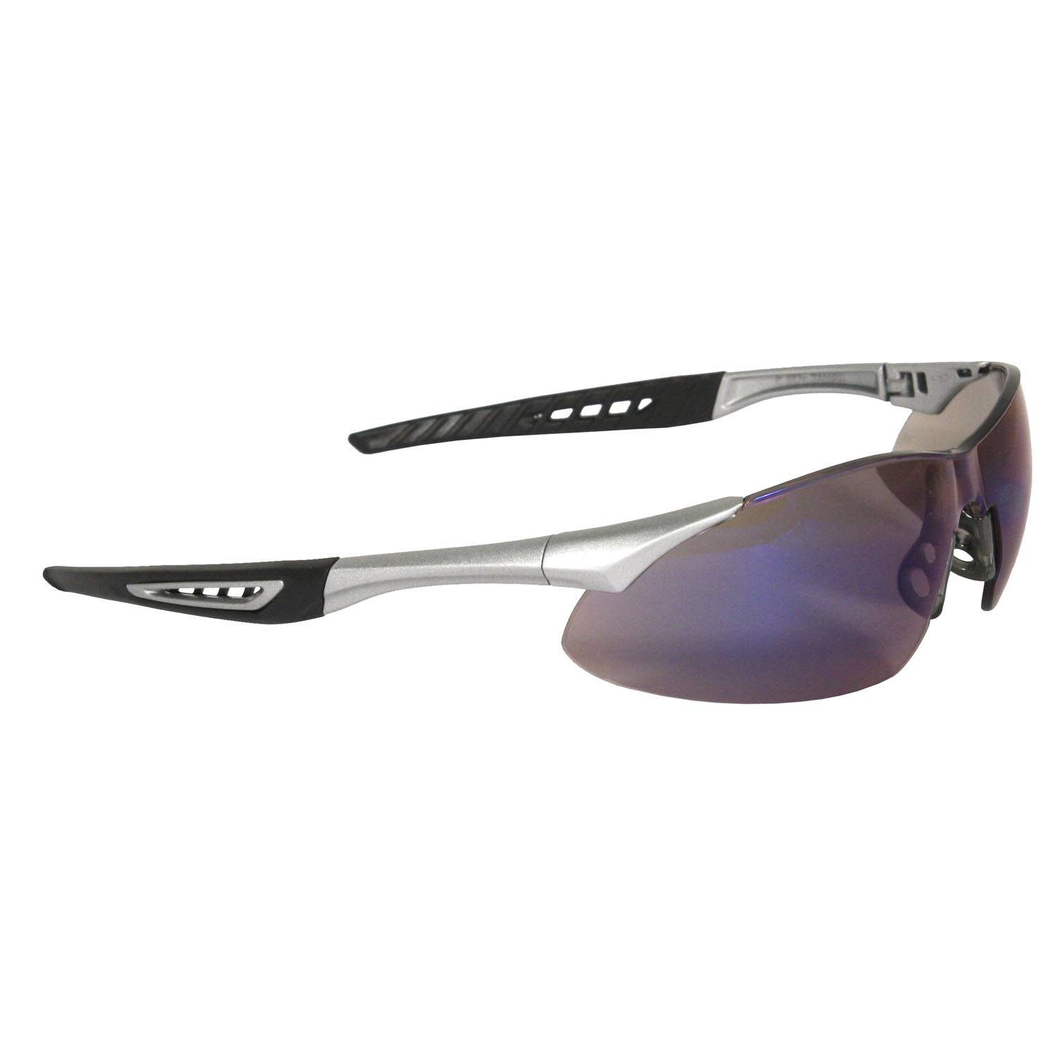Rock Safety Eyewear - Silver Frame - Blue Mirror Lens