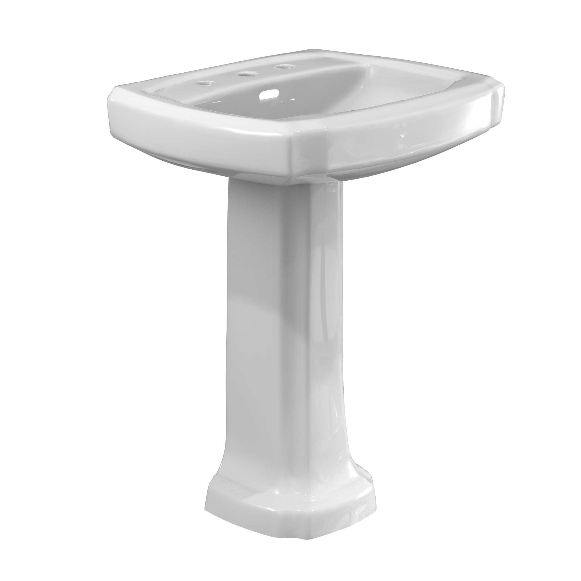 TOTO Guinevere 24-3/8" x 19-7/8" Rectangular Pedestal Bathroom Sink for 8 Inch Center Faucets, Cotton White, Vitreous China, LPT972.8#01