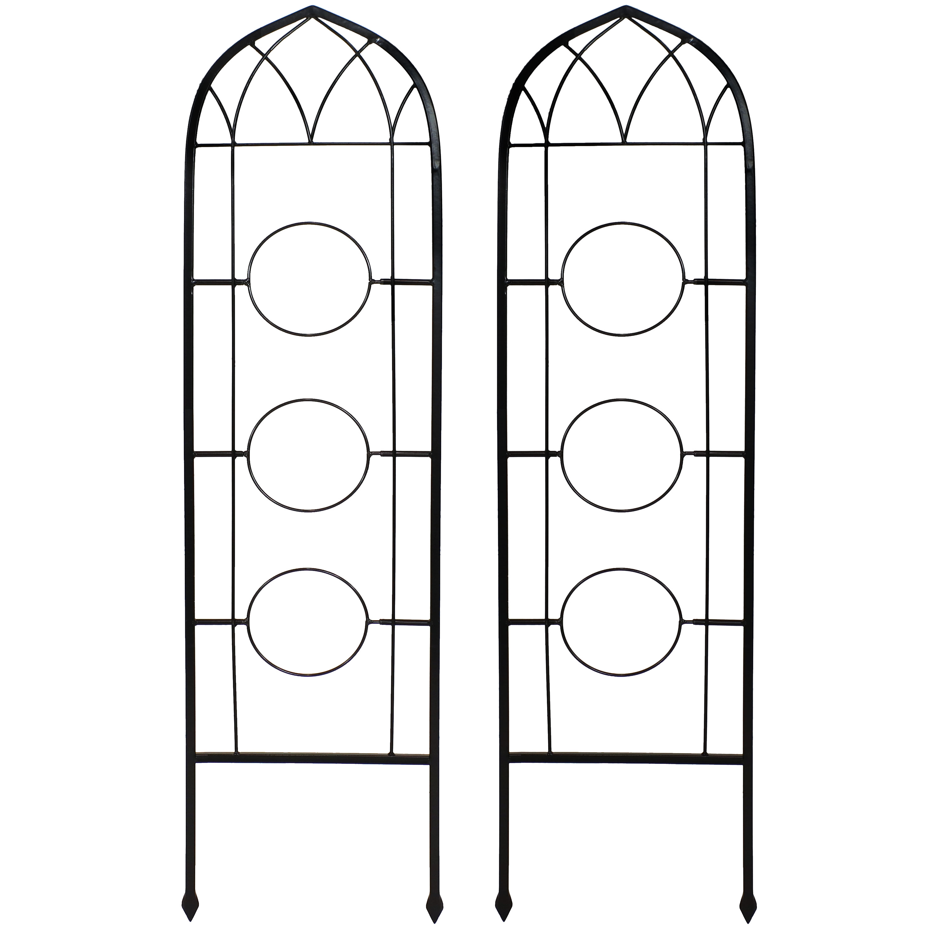 2-Piece Arched Climbing Plants Wall Trellis with Flower Pot Supports - 48"